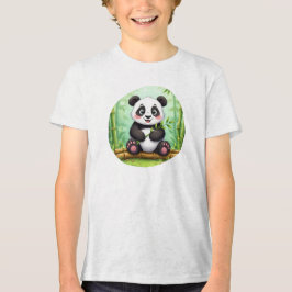 Panda de Desenho Animado Fofo em Remendo de Bambu