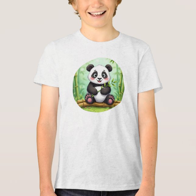 Panda de Desenho Animado Fofo em Remendo de Bambu (Frente)