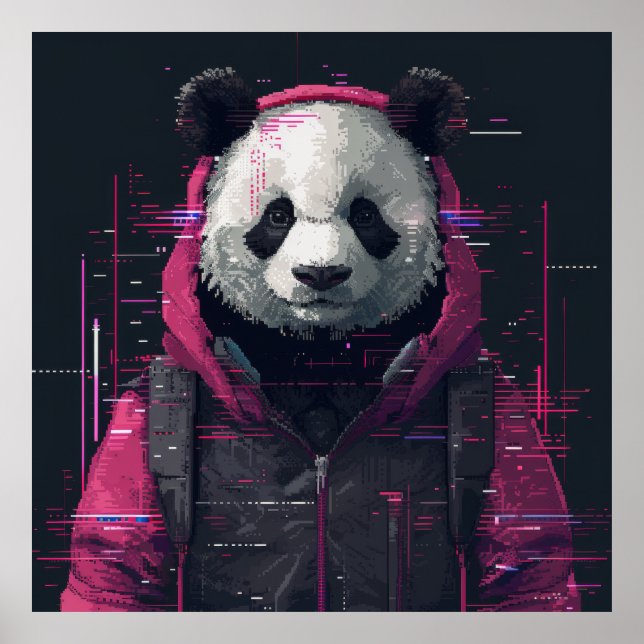 Panda Digital Hacker Pixel Art Avatar Poster (Frente)