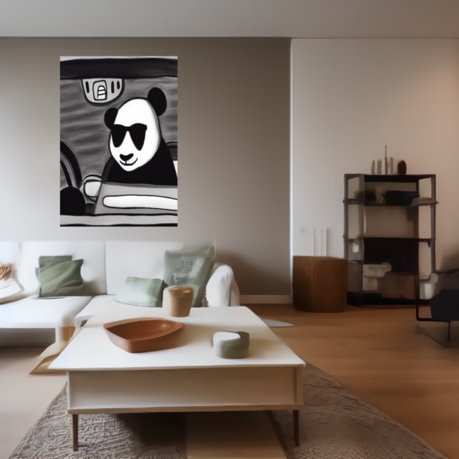 Panda dirigindo um táxi | AI Art Poster (Criador carregado)