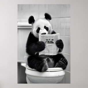 Panda Divertido Impressão Banheiro Animal Vintage