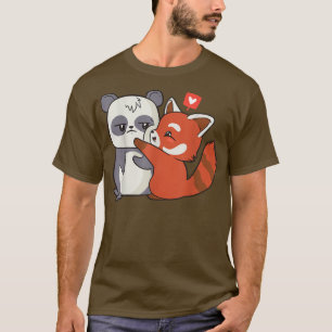 Panda E Raposa Na Camiseta Dia de os namorados De