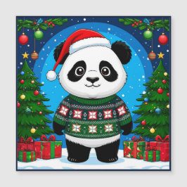 Panda Fofa de Suéter de Natal Usa Chapéu de Papai
