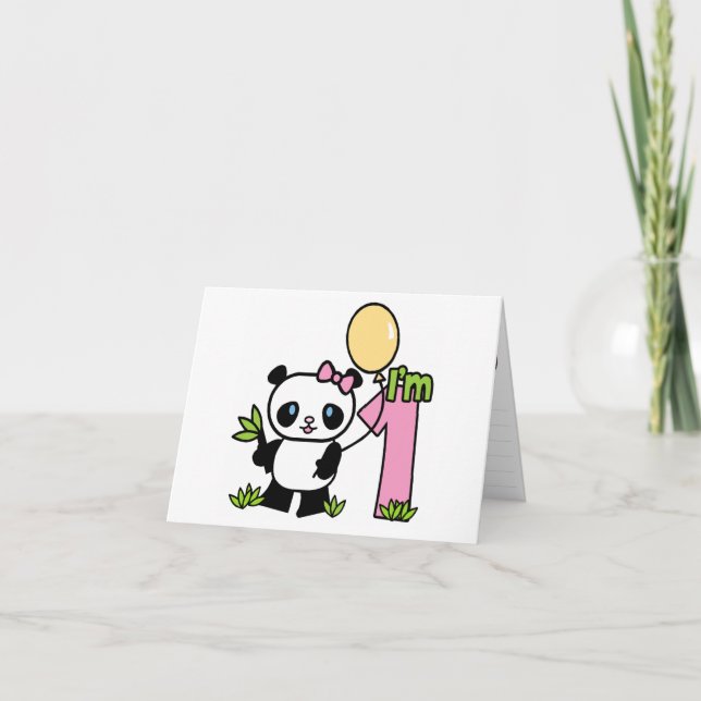 Panda Girl First Birthday Fill-in Convites (Frente)