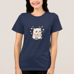 Panda Kawaii Fofo Carregando um Patinho com Coraçõ