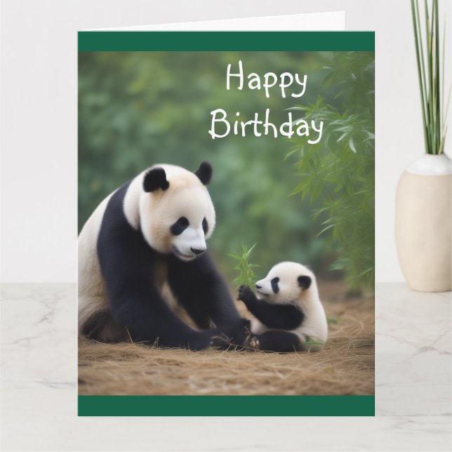 Panda Mama e Bebê Cartão de Aniversário (Frente)