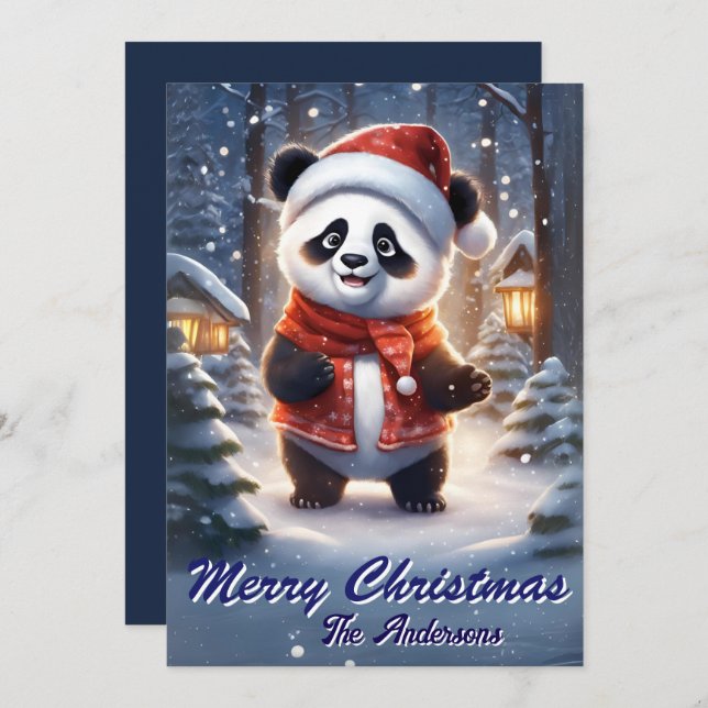 Panda Natal 1, Feriados Felizes, Cartão de Natal (Frente/Verso)
