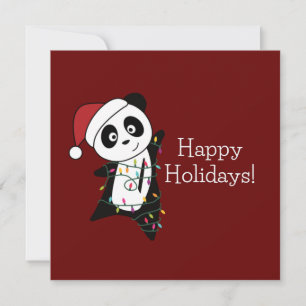 Panda Natal Neve Animais de Inverno Convite Pandas