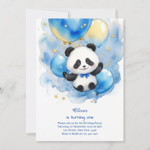 Panda Primeiro Convite de Aniversário
