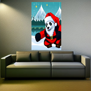 Panda Santa Claus   AI Art Poster