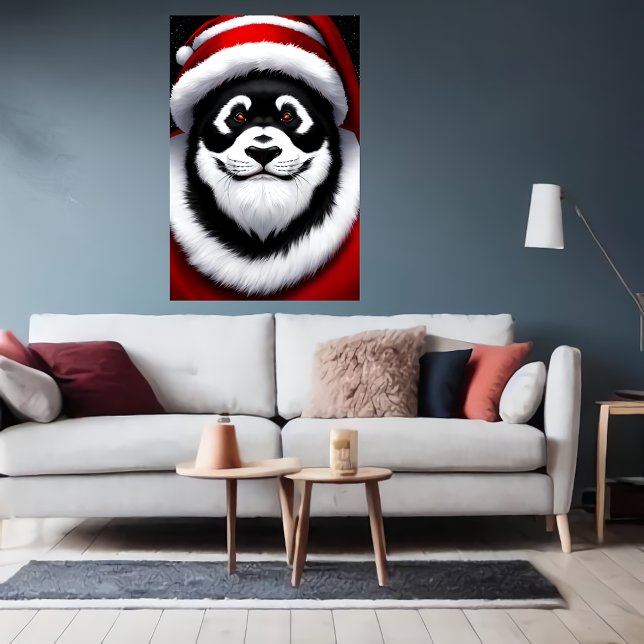 Panda Santa Claus Portrait | AI Art Poster (Criador carregado)