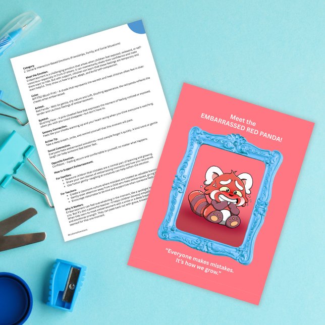 Panda Vermelha Custa | Ferramenta SEL para Criança (Cute Red Panda | SEL Tool for Kids | Emotion Card)