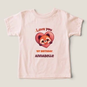 Panda Vermelho Fofo - Menina de 1º Aniversário