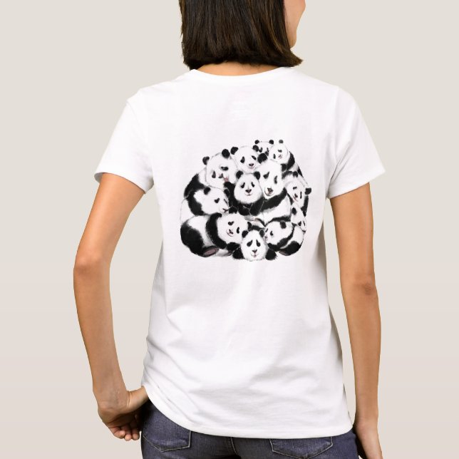 Pandas da Família Feliz de Camiseta Feliz de Panda (Verso)