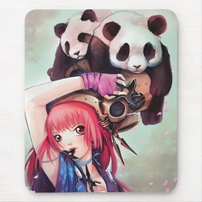 Pandas Mousepad de Ninja do pêssego (Frente)