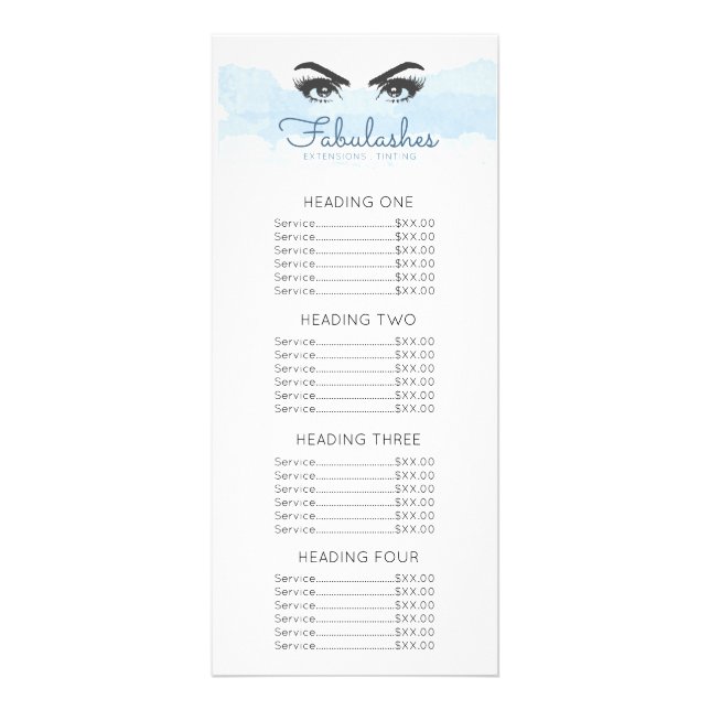 Panfleto Abstrato Pastel Blue Makeup Artist Eyelashes Price (Frente)