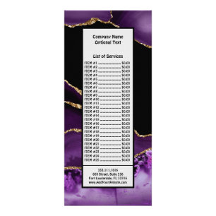 Panfleto Ágata Mármore Preto Violeta Glamour Sombrio Dourad