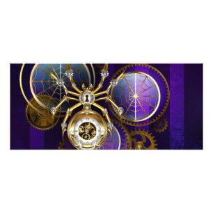 Panfleto Aranha Steampunk no fundo roxo