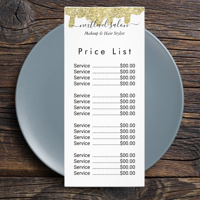 Panfleto Assinatura Holográfica Brilho Moderno Dourado (Holographic Signature Modern Glam Gold Glitter Rack Card
)