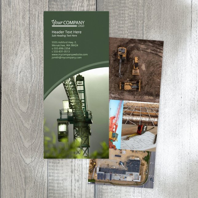 Panfleto Azul, Fotos Com Linho (olive green company branded rack card, hunter green brochure template with logo, green flyer design)