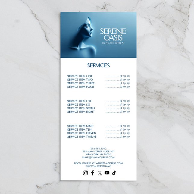 Panfleto Beleza Serena Cuidados com a Pele, Massagem, Spa (Criador carregado)