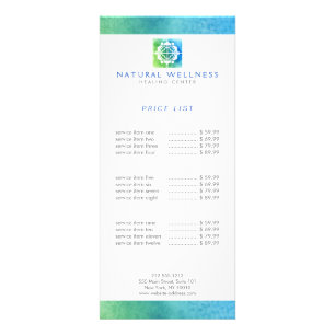 Panfleto Bem-estar floral verde/azul abstrato moderno do