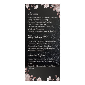 Panfleto Black Beautician Promotion Services Pink Floral  