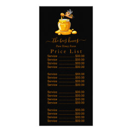 Panfleto Black Bee Honey Label Metallic Gold Text 