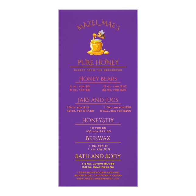 Panfleto Black Bee Honey Label Metallic Gold Text  (Frente)