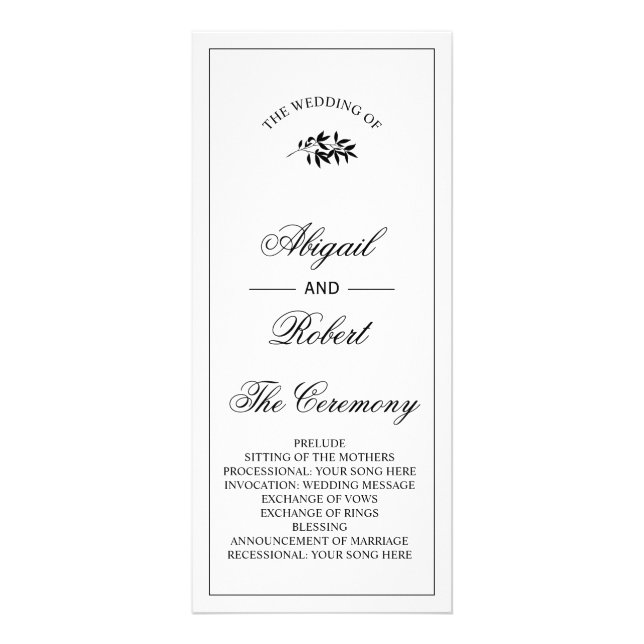 Panfleto Black branch Old Money wedding program (Frente)
