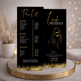 Panfleto Black & Gold Lash Tech Price List | Luxury Beauty 