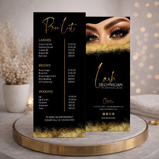 Panfleto Black & Gold Lash Tech Price List | Luxury Beauty 