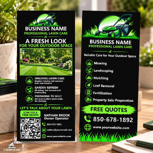 Panfleto Black Green Professional Lawn Care Landscaping QR