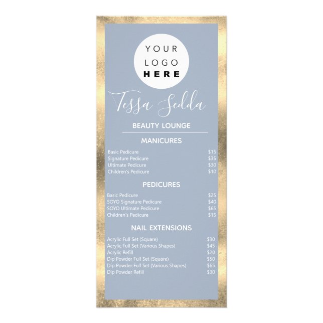 Panfleto Blu-Enfumaçado Dourado do Pedicure Unhas Makeup (Frente)