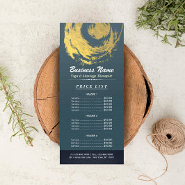 Panfleto Blue Dourado Yoga Massage Therapy ZEN Sign Price L