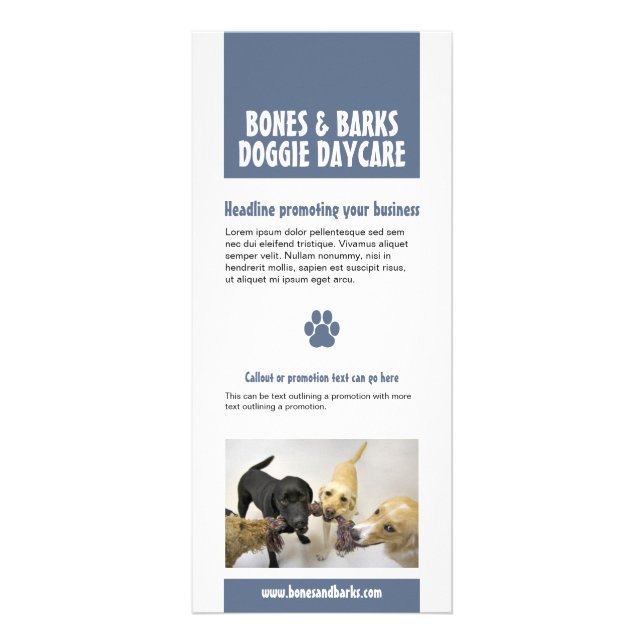 Panfleto Blue Paw Print Dog Care (Frente)