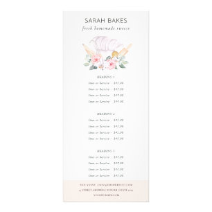 Panfleto Blush Chef Hat Floral Whisery Preço do Serviço