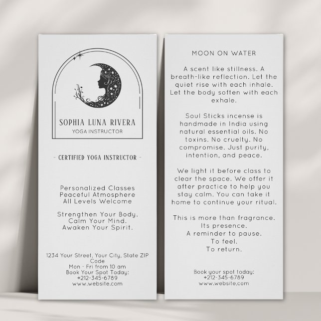 Panfleto Boho Arch Celestial Crescent Moon Yoga Instrutor (Boho Arch Celestial Crescent Moon Yoga Instructor Rack Card)