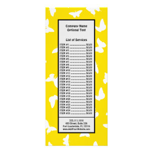 Panfleto Borboleta Branca Fundo Amarelo Fofo Estético
