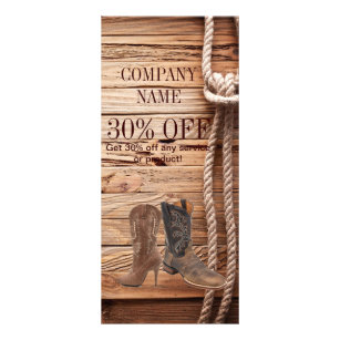 Panfleto botas vintage de madeira cowboy moda ocidental