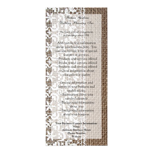 Panfleto Burlap e Lace Simples (Frente)