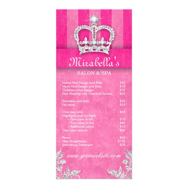 Panfleto Cabelo Salon Beauly Rack Card Jewelry Swirl Pink (Frente)