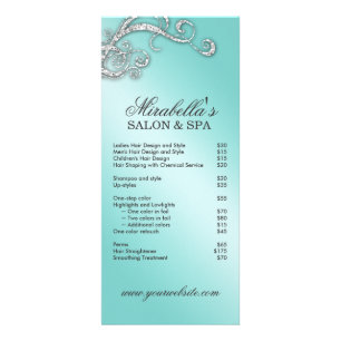 Panfleto Cabelo Salon Beauty Rack Card Jewelry Swirl Blue