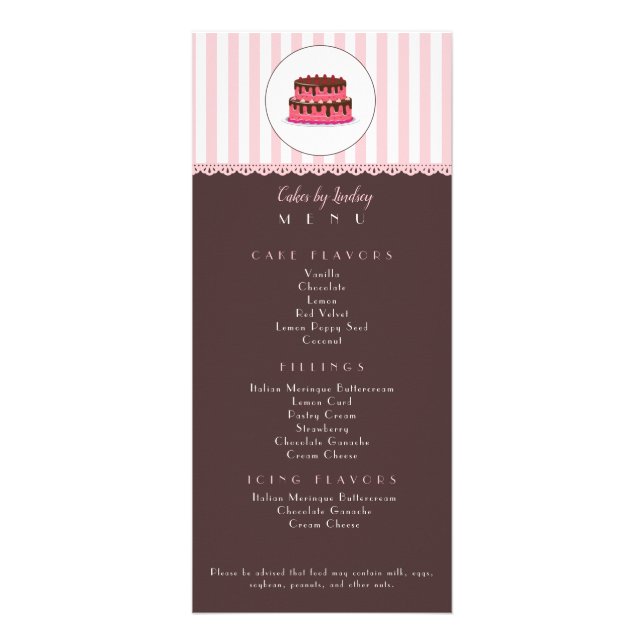 Panfleto Cake Decorator PINK BROWN Bakery CUTE (Frente)