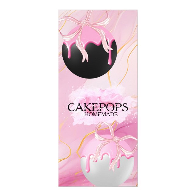 Panfleto Cake Pops Baker Bakery Treats Pink (Frente)