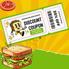 Panfleto Caractere de Sandwich do Cartoon do Quirky Retro C