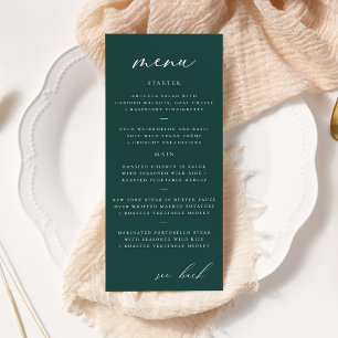 Panfleto Cardápio de Casamento Azul Turquesa com Letra Eleg