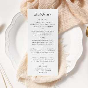 Panfleto Cardápio de Casamento em Letra Elegante Moderna