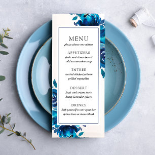 Panfleto Cardápio de Casamento Floral Índigo
