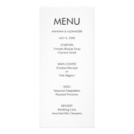 Panfleto Cardápio de Casamento Minimalista Moderno - Edição